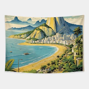 Rio de Janeiro Brazil Vintage Tourism Travel Poster Art Tapestry