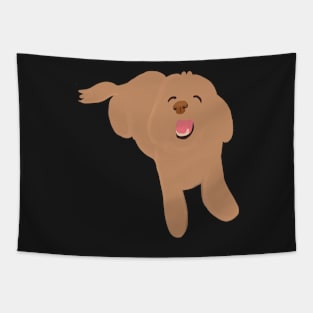 Smiling Brown Fluffy Maltipoo Dog Tapestry