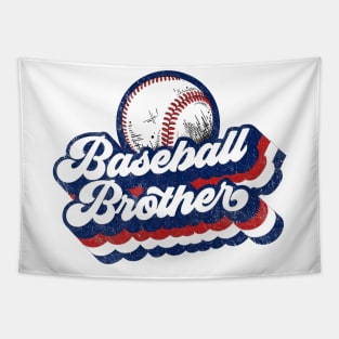 Retro Baseball Brother Red White Blue Tapestry