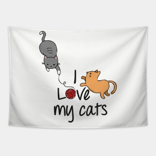 I love my cats cute design Tapestry