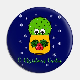 O Christmas Cactus - Cute Cactus In Christmas Holly Pot Pin