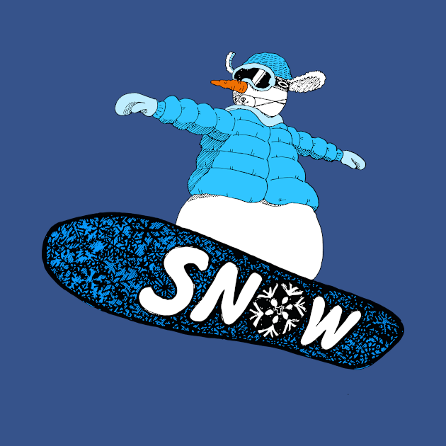 snowman on the board (blue) by justduick