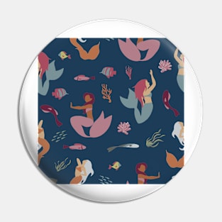 Mermaids on Navy Condensed Pin