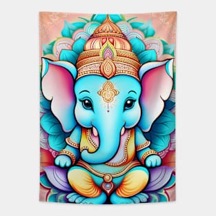 Baby Ganesh sitting on a lotus flower Tapestry