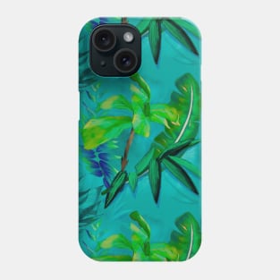 Elegant Tropical floral leaves botanical pattern,botanical pattern, tropical plants, green turquoise leaves pattern over a Phone Case