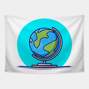 Globe Cartoon Vector Icon Illustration Tapestry