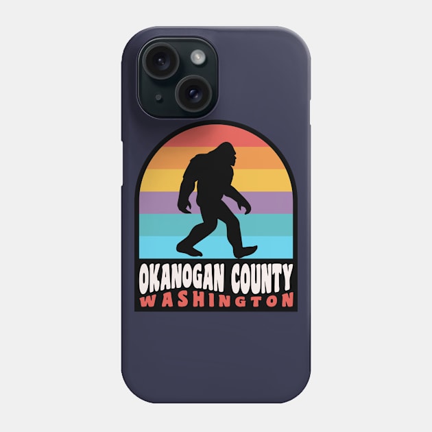 Okanogan County Washington Bigfoot Sasquatch Retro Sunset Phone Case by PodDesignShop