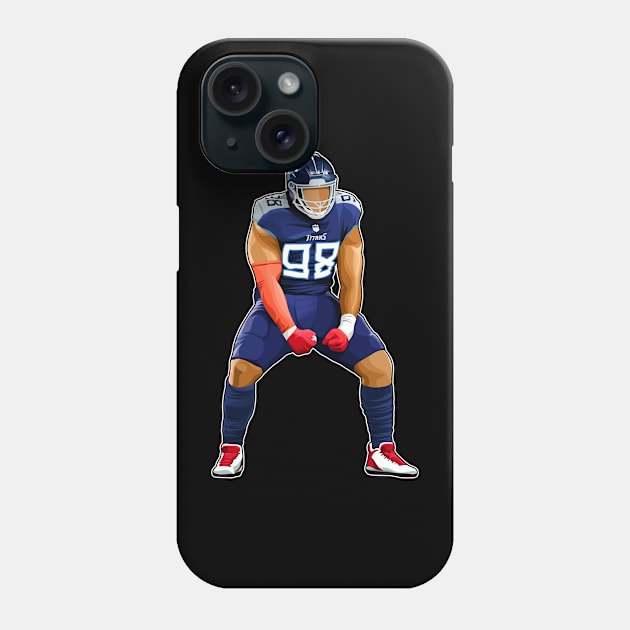 Jeffery Simmons #98 Power Phone Case by RunAndGow