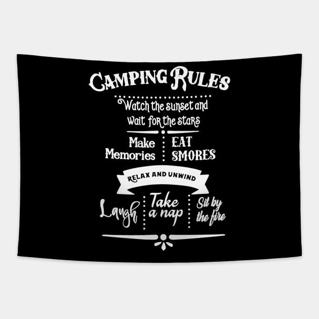 Camping Rules Tapestry by DANPUBLIC