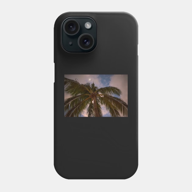 Moon over Palm Tree Saint Lucia Caribbean Phone Case by WayneOxfordPh