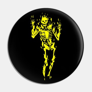 The Flaming Skeleton (yellow) Pin