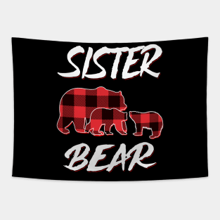 Sister Bear Red Plaid Christmas Pajama Matching Family Gift Tapestry