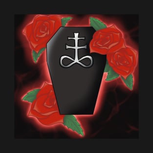 Goth Rose Coffin Tattoo Flash Design T-Shirt