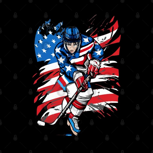 Hockey American Flag  design Hockey by click2print