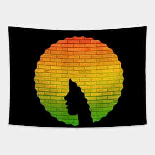Afro Hair Woman with African Rasta Colors, Black History Tapestry