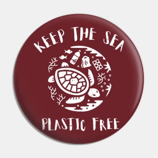 Keep The Sea Plastic Free Turtle Marine Scene Pin