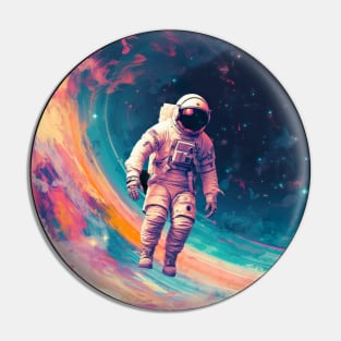 Cosmic Explorer - Space Traveling Astronaut T-shirt Design Pin