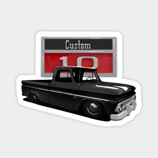 1966 Slammed Black Chevy C10 Truck Magnet