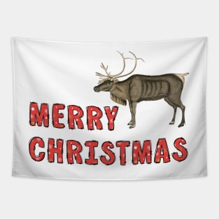 Merry Christmas with Reindeer Colorful Illustration Tapestry