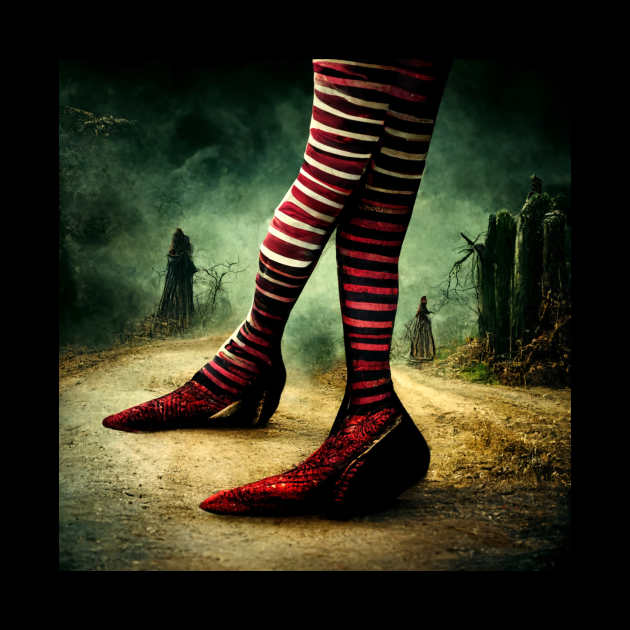 Wicked Witch waiting for Dorothy and her House to Fall. by Liana Campbell