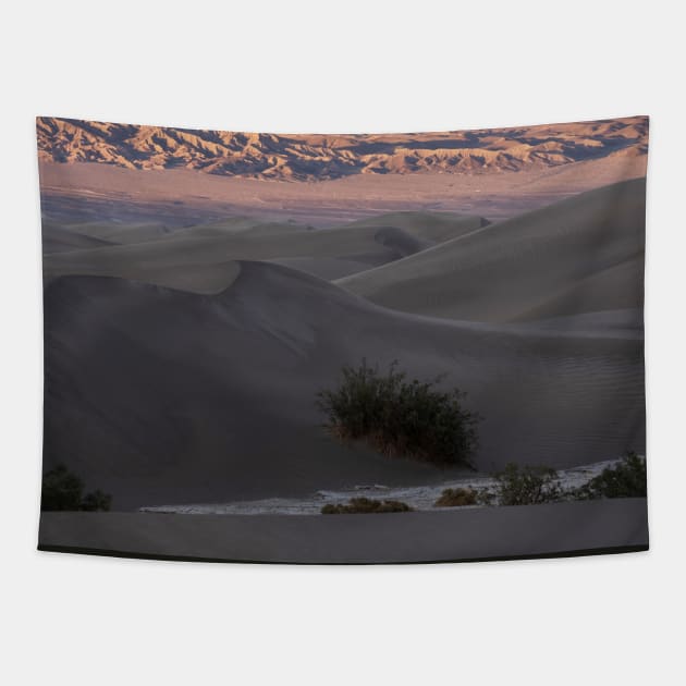 The Setting Sun on the Dunes in Death Valley National Park Tapestry by nancy.hajjar@yahoo.com