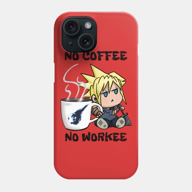 Chibi Cloud Coffee Kawaii Final Fantasy 7 Cloud Strife Phone Case by Gamers Utopia