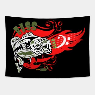 Retro Vintage Bass Fishing Icon - Fishing - Tapestry