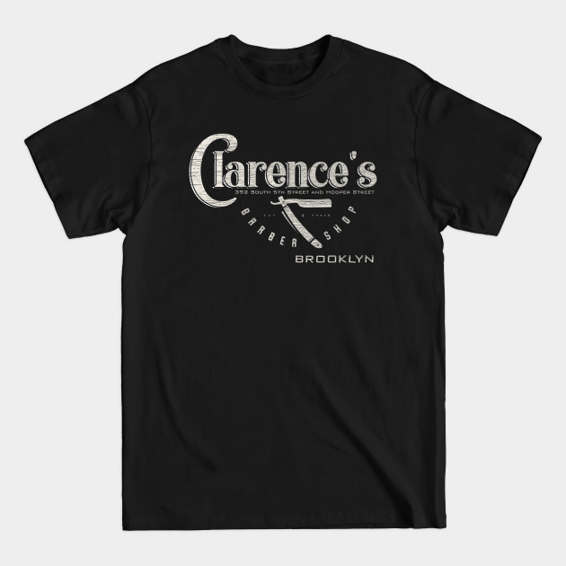 Discover Clarence's Barber Shop, wood grain distressed - Coming To America - T-Shirt