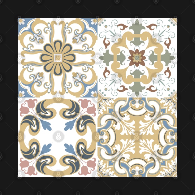 Vector set of Portuguese tiles patterns. Collection of colored patterns for design and fashion. by AnaMOMarques
