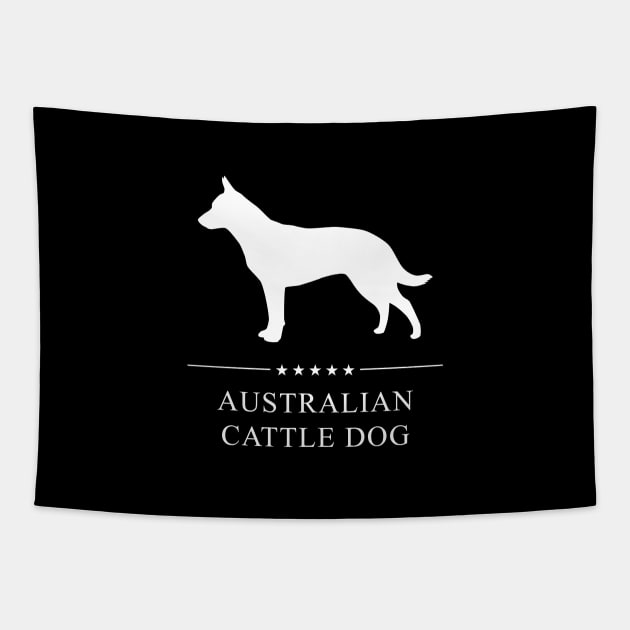 Australian Cattle Dog White Silhouette Tapestry by millersye