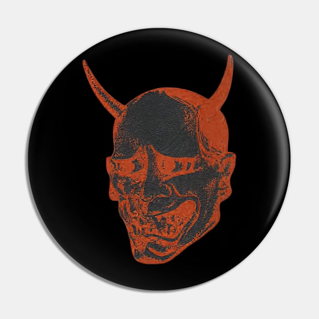 Red Japanese Hannya Mask Pin by walltowall