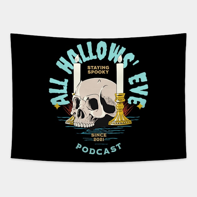 Skull and Candles Tapestry by All Hallows Eve Podcast 