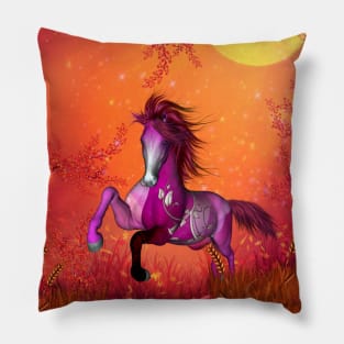 Wonderful fantasy horse in a autumn landscape Pillow