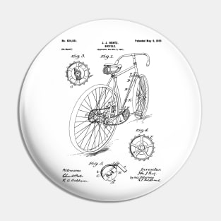 Bicycle Patent - Cycling Art - Black And White Pin