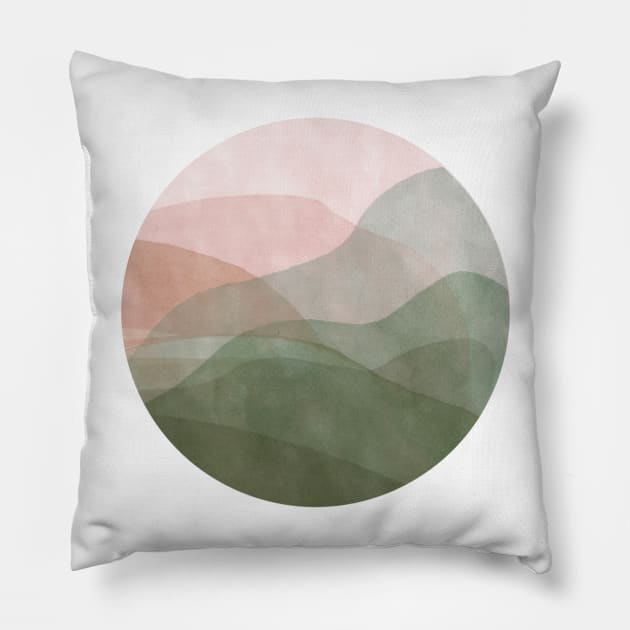 Watercolor Rolling Landscape Pillow by Designs by Katie Leigh