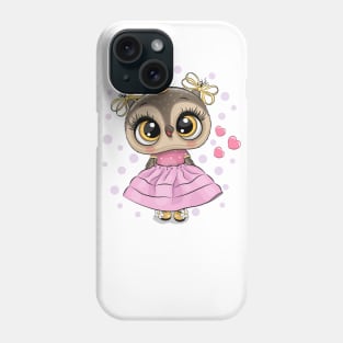 Cute fashion owl princess in a dress Phone Case