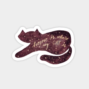 Watercolor galaxy cat - red Magnet