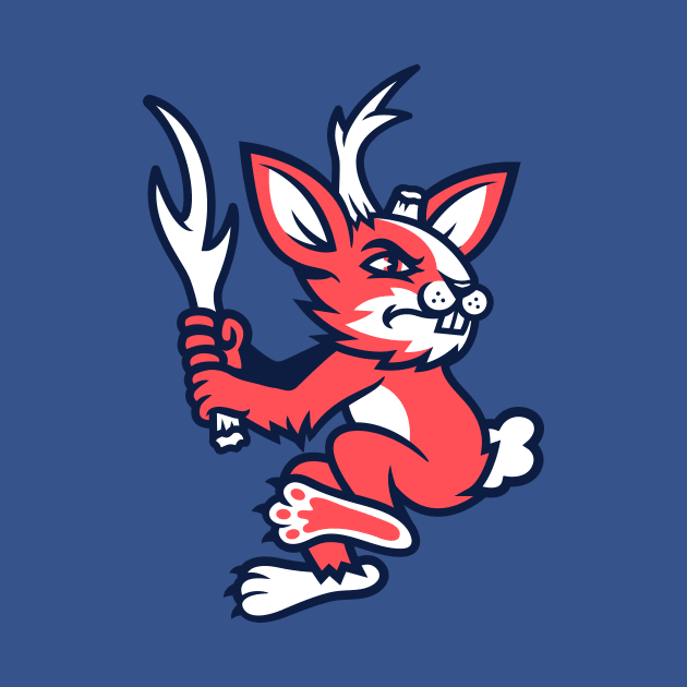 Jackalope Cryptid Baseball Mascot T-Shirt: Unique Antler-Swinging Design for Baseball Enthusiasts! by CC0hort