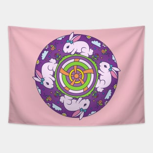 Cute Bunny Abstract Animal Mandala Tapestry