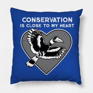 Great Hornbill Conservation Heart Pillow