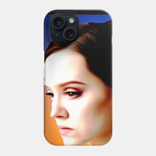 vintage pop art culture  blue and orange blend women portrait Phone Case