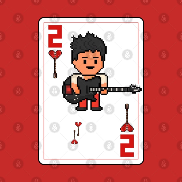 Pixelrockstars Two of Hearts Playing Card by gkillerb