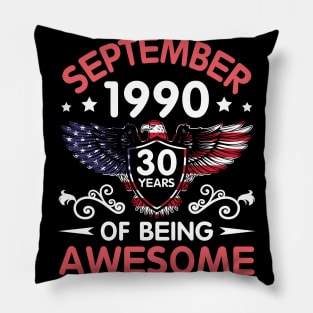 USA Eagle Was Born September 1990 Birthday 30 Years Of Being Awesome Pillow