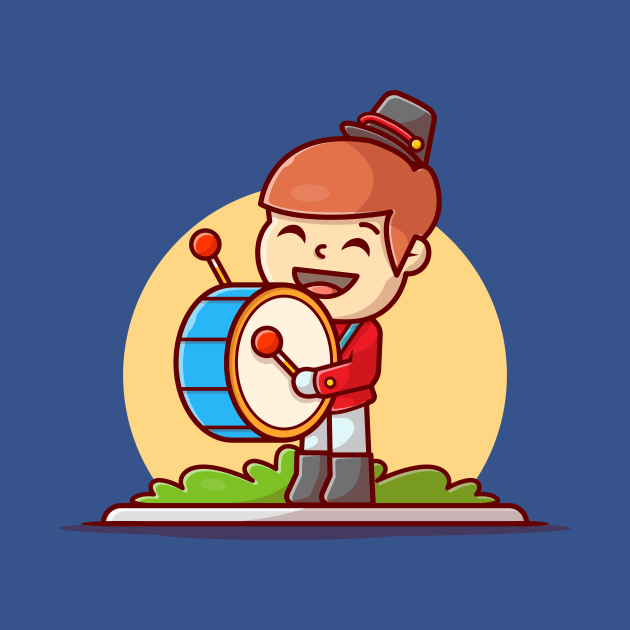 Cute Marching Band Drummer Music Cartoon Vector Icon Illustration by Catalyst Labs