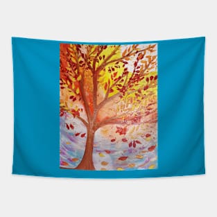 Windy Day Fall Leaves Tapestry