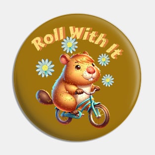 Capybara on the Bike Pin