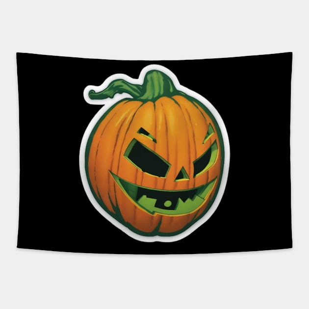 Happy Pumpkin Smiley, Halloween Pumpkin Face Smile Tapestry by DesignHND