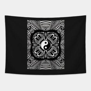 Black and White Yin and Yang Design Tapestry