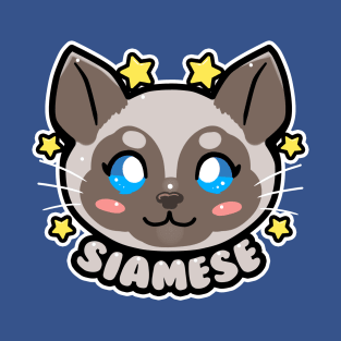 KAWAII Chibi Siamese Cat Face T-Shirt