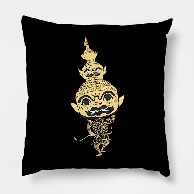 Khmer Cambodian Hanuman Traditional Masked Dancer Pillow by KhmeRootz